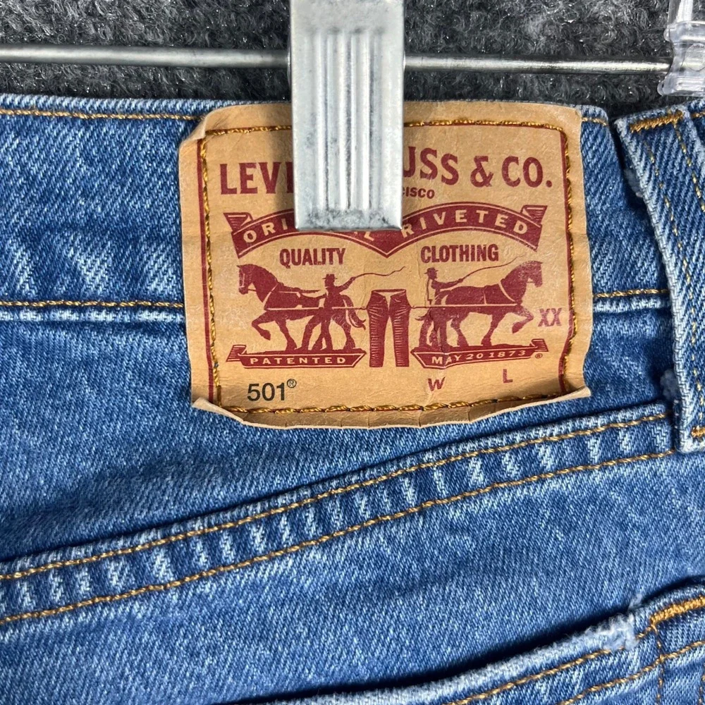 Levi's 501 Original Jeans Womens 27 Medium Wash Distressed Button Fly Straight